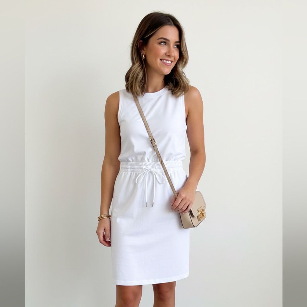 Serra White Sleeveless Midi Dress